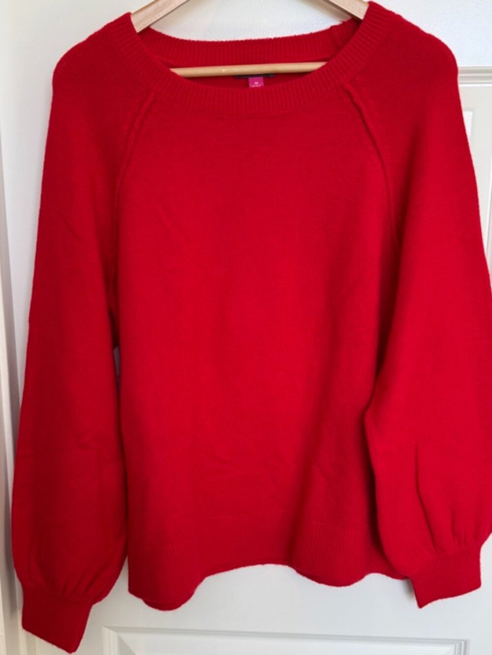 Vince Camuto Relaxed Raglan Balloon Sleeve Sweater - Bright Cherry Red (Size M)